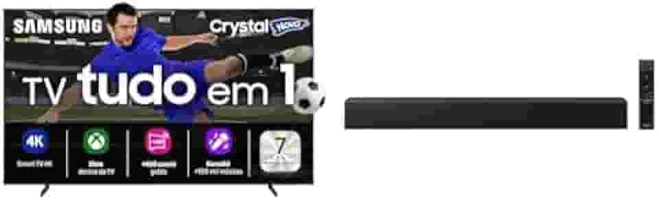 Samsung Smart TV 50" Crystal UHD 4K U8600F 2025 + Soundbar B-Series HW-B400F 2.0 canais Woofer integrado 2027