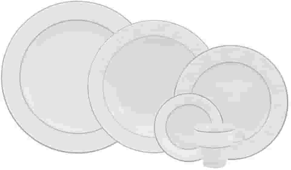 Serviço de Jantar e Café 20 Peças em Porcelana, Modelo Itamaraty, Redondo, Decoração Martha, Porcelana Schmidt