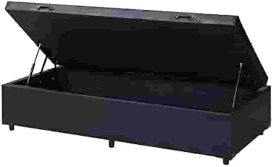 Cama Box baú solteiro corino preto com pistao a gás