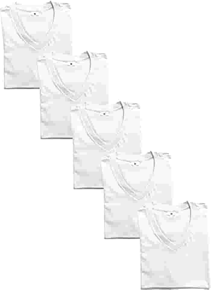 Kit 5 Camisetas Gola V Lisa Branca 100% Algodão Fio 30.1 (M)