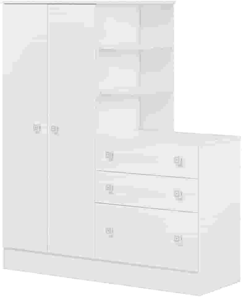 Guarda Roupa Roupeiro com Cômoda Doce Sonho Qmovi Branco