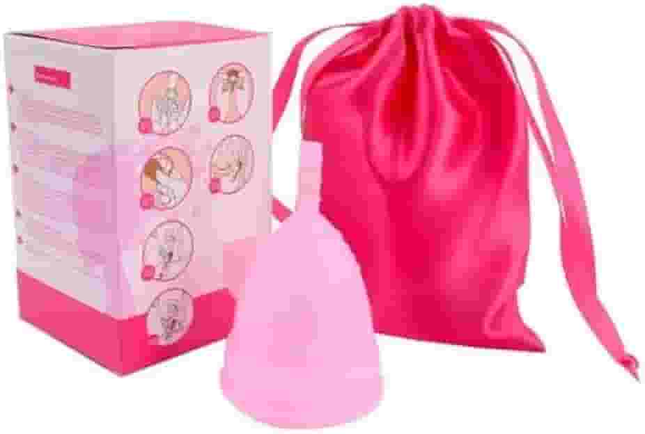 Coletor Menstrual em Silicone com Sacola de Cetim, 7cm, Reutilizável