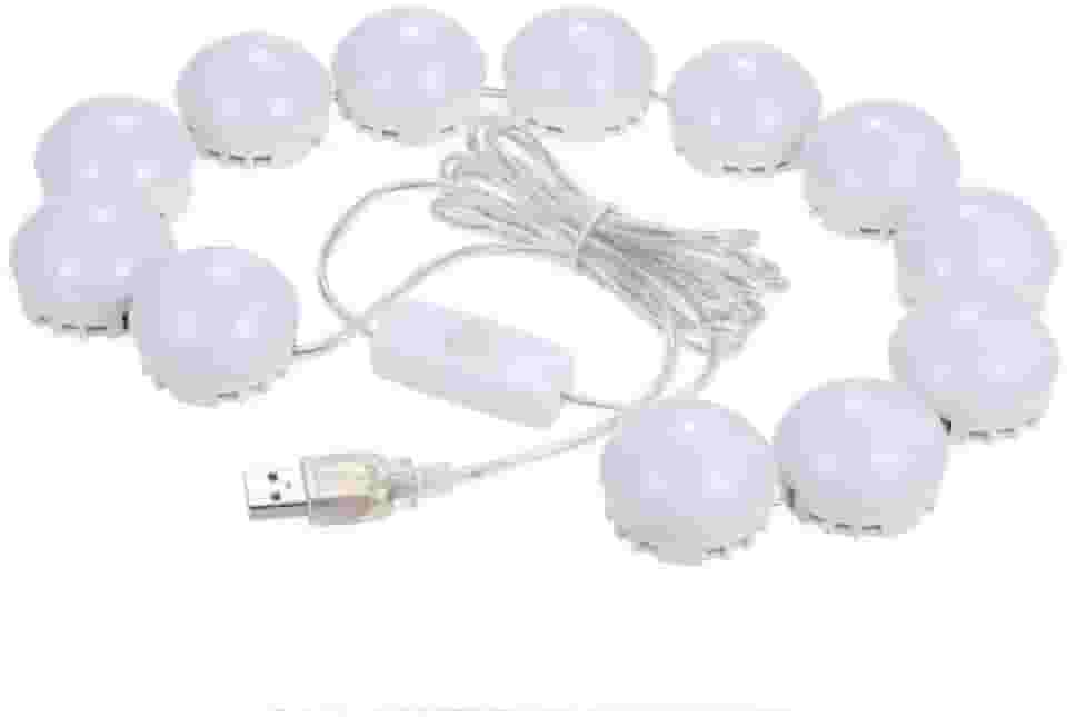 Luz de Espelho Usb Maquiagem Make Camarim Led Studio 3 Cores Ajustavel