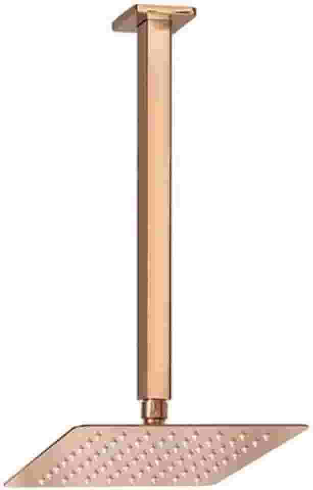 Ducha Chuveiro 20x20 De Teto Inox Com Braço 30 Cm Rose Gold