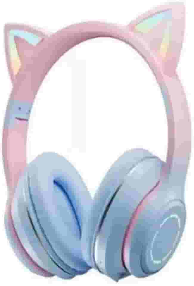 Fone De Ouvido Sem Fio De Gatinho Colorido Com Led LEF-1037 (azul)