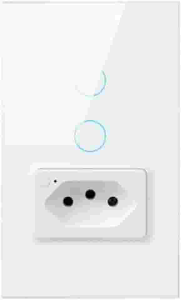 Interruptor Tomada Inteligente Touch - Alexa, Google e Siri (Branco 2 Botões)