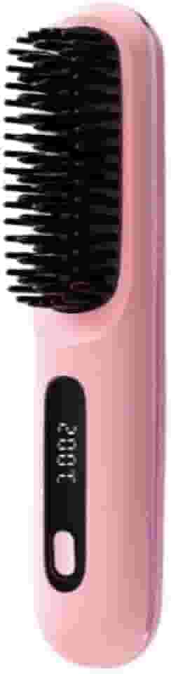 Escova Alisadora Sem Fio com Display Digital – Recarregável, Portátil e Rápida (rosa)