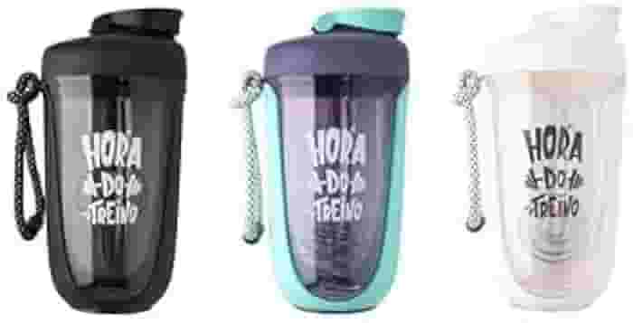 Coqueteleira shakeira Garrafa Premium para Academia, 550ml, com Mola Misturadora e Alça de Transporte- BRANCO-FBK-