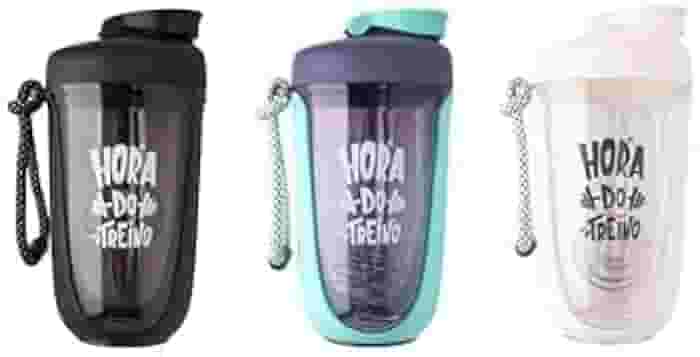 Coqueteleira shakeira Garrafa Premium para Academia, 550ml, com Mola Misturadora e Alça de Transporte- BRANCO-FBK-