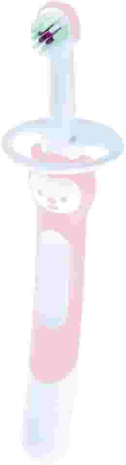 MAM Baby 1 Escova de Dentes Training Brush Com Cabo Extralongo, Ergonômico e Fácil de Segurar para Crianças de 5+ Meses com Trava de Segurança, Rosa