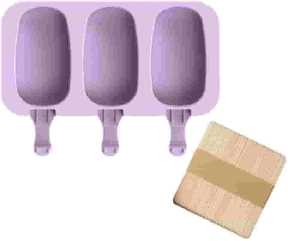 KIT 2 Formas Picole Silicone C/100 Palitos 6 Cavidades Sorvete(KIT 1 Forma + 50 Palitos)