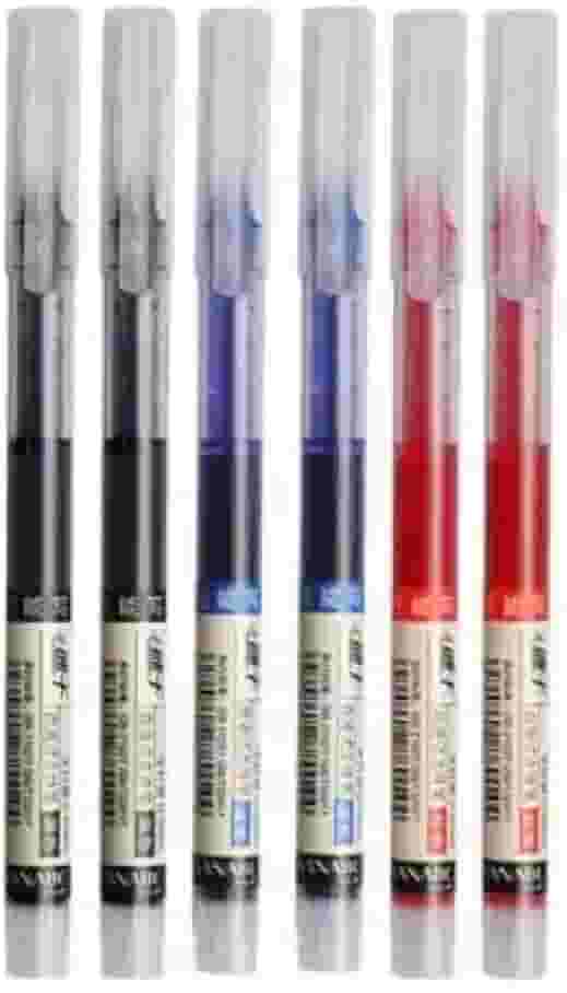 Kit com 6 Canetas Gel Líquida - 2 Pretas, 2 Azuis, 2 Vermelhas | Secagem Rápida 0.5mm | Ponta Fina para Escrita Suave | Ideal para Estudantes, Concurso e Escritório | Hub Diário