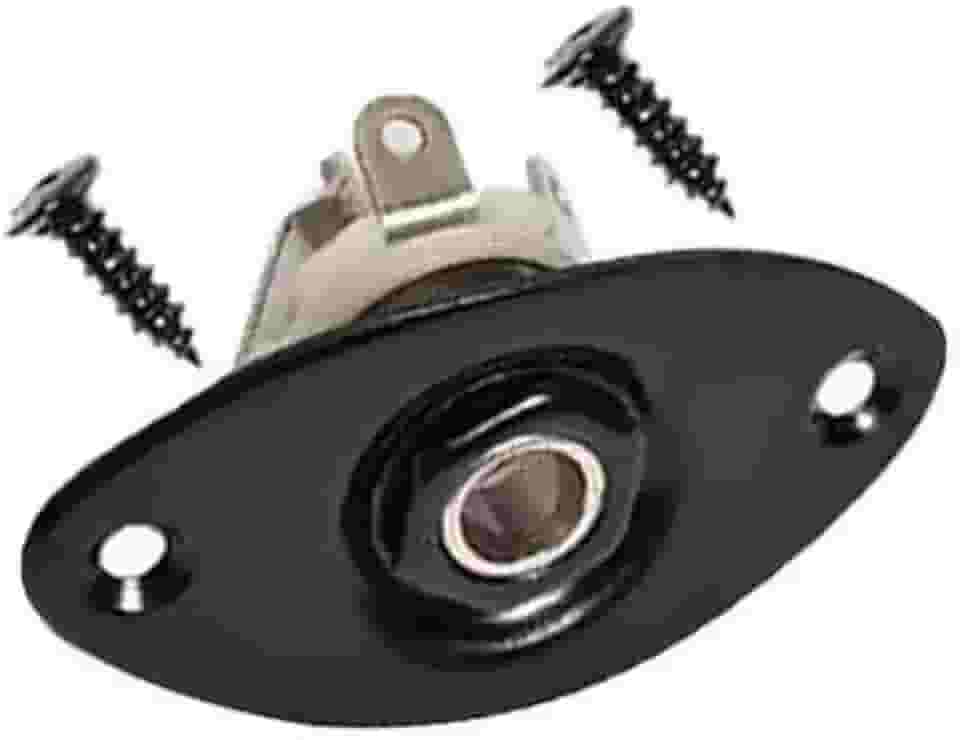 Jack Plate Placa Oval de Metal P10 para Guitarra e Baixo, 3 Cores Disponíveis, Velvet (Preto)