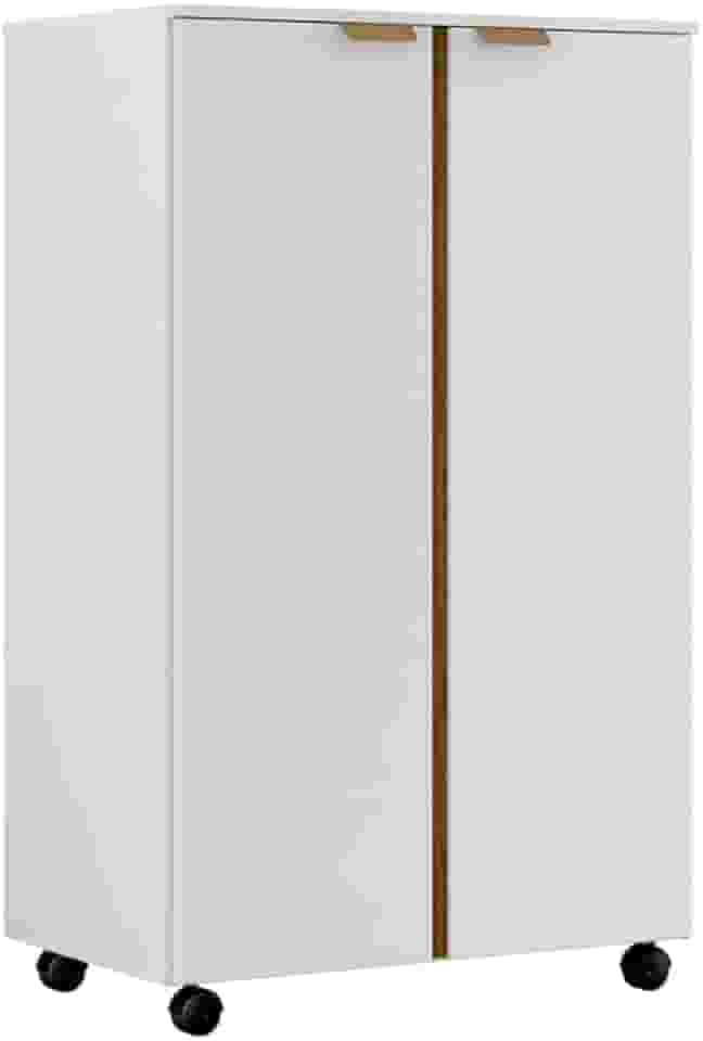 ArmáRio Para Lavanderia Com RodíZios, 2 Portas, 3 Prateleiras E FunçãO De Armazenamento(branco canela)