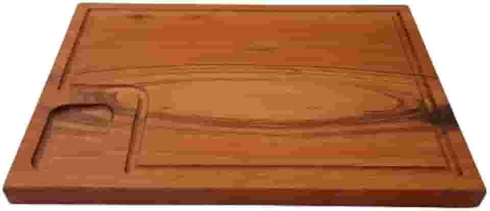 Tábua de Corte Madeira Maciça 40x30cm para Churrasco Cozinha Legumes e Peixe