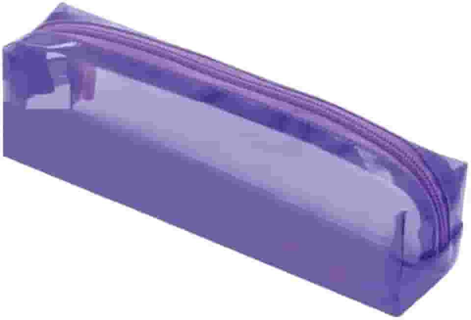 Estojo PVC Transparente Quadrado 1 Zíper Roxo, BRW