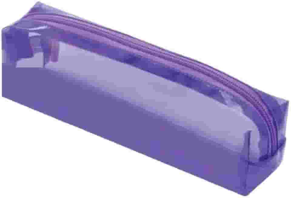 Estojo PVC Transparente Quadrado 1 Zíper Roxo, BRW