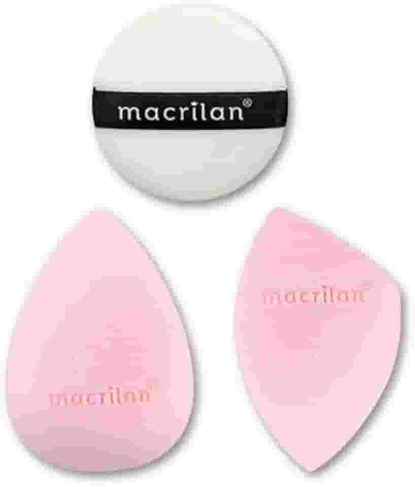 Esponja de Maquiagem Macrilan - Trio de Esponjas, Blender Macrilan, Cresce Molhada, Custo-Benefício, Acessórios Maquiagem
