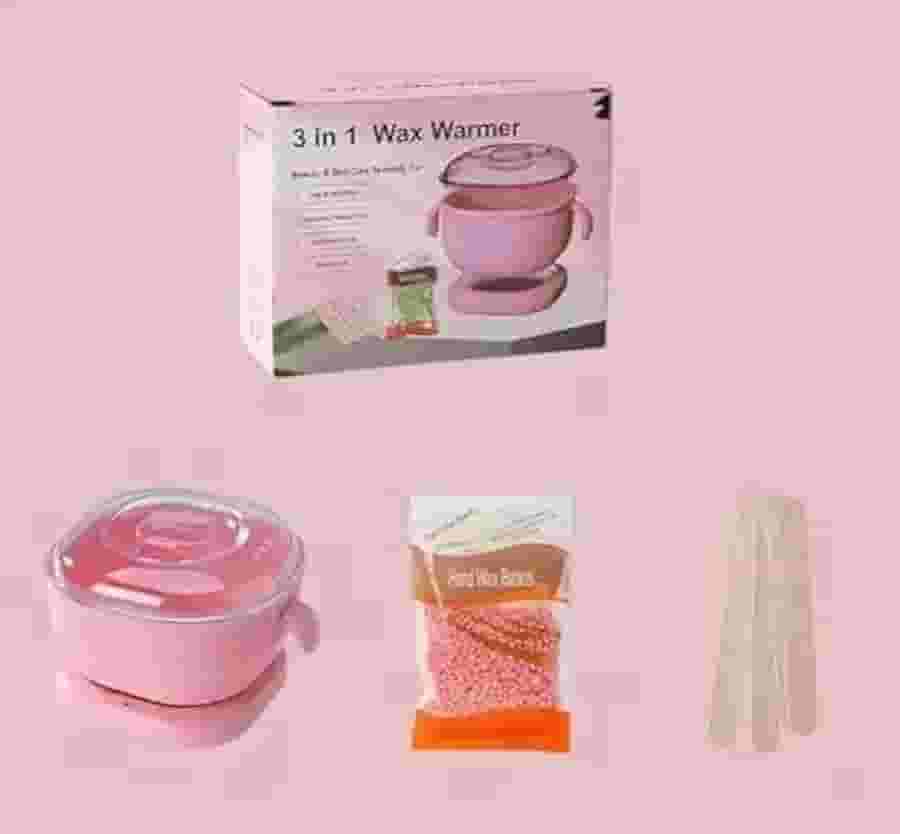 Mini Panela de Cera Quente para Depilação, 3 em 1, com Cera Sólida e Espátulas