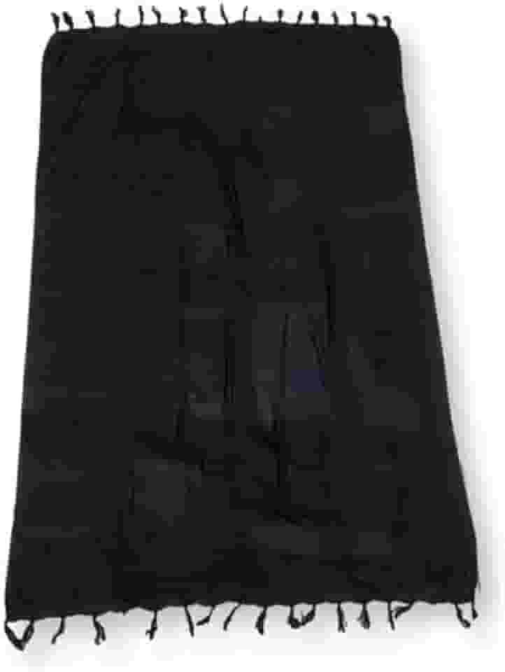 Canga Praia Tradicional, Preta com Franjas, Tecido 100% Viscose Leve para Uso na Praia e Piscina