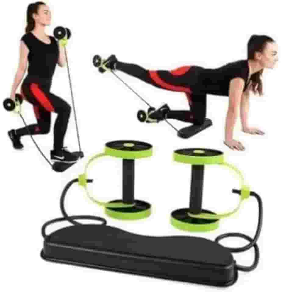 Aparelho de Exercícios para Emagrecer e Malhar em Casa, 44 Exercícios, 6 Níveis de Resistência, Verde com Preto, 41x5x5cm