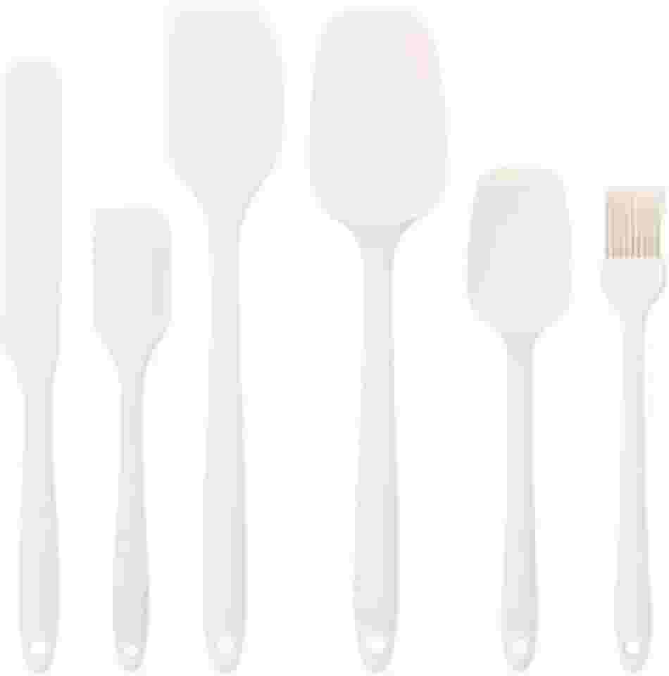 Conjunto de espátulas de silicone resistente ao calor, espátula de borracha de grau alimentício - 6 peças - bege