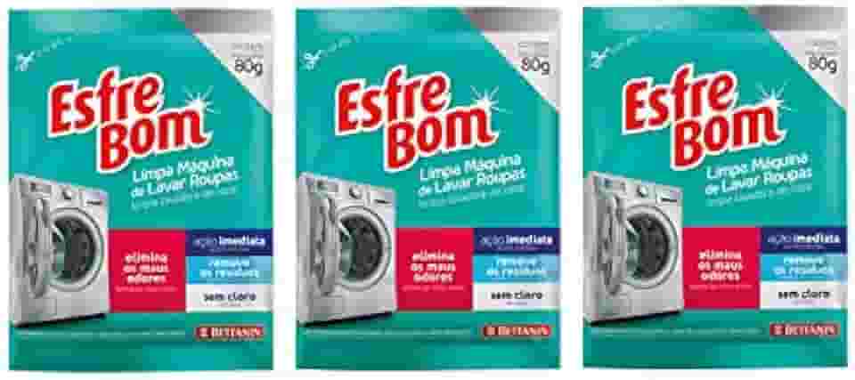 Limpa Maquina de Lavar Roupas Sem Cloro 3 Pacotes de 80g