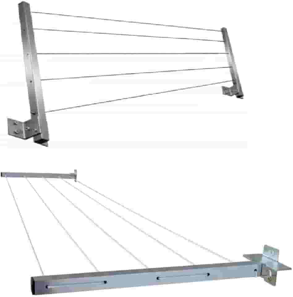 Varal De Parede Aluminio Dobravel Retratil Ajustavel Casa Apartamento Não Enferruja Suporta 40kg