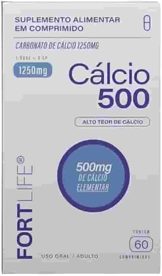 Cálcio 500 (Carbonato de cálcio 1250mg) Suplemento Mineral para Ossos Fortes 60 Cápsulas