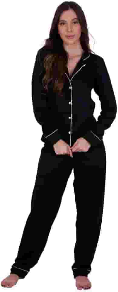 Pijama de Inverno com Gola Americano com Botões para Amamentação Manga Longa e Calça Mayara