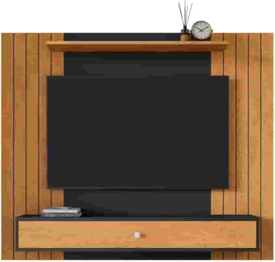 Painel Ripado Para Tv 43 Polegadas Berlim Com Gaveta Casa Jd (Preto Ripado)