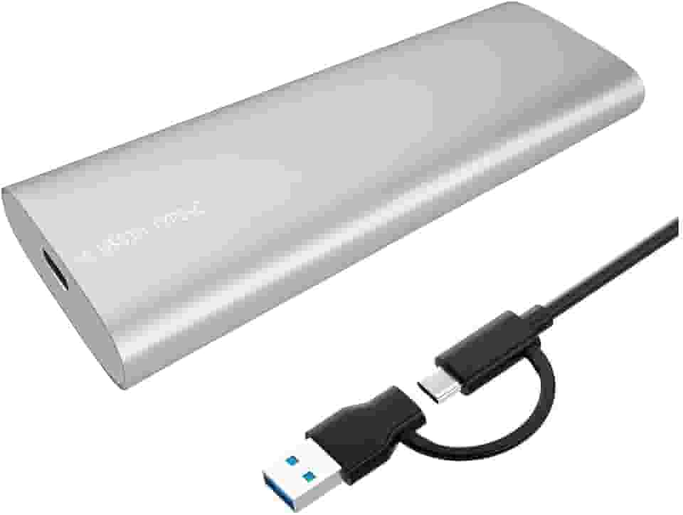 Case Externo SSD M.2 NVMe Sata USB 3.2 Tipo-C Velocidade 10Gbps | Compatível Windows, Mac e Linux | Adaptador Gabinete Externo Tamanho 2230/2242/2260/2280 Portátil Prata Premium