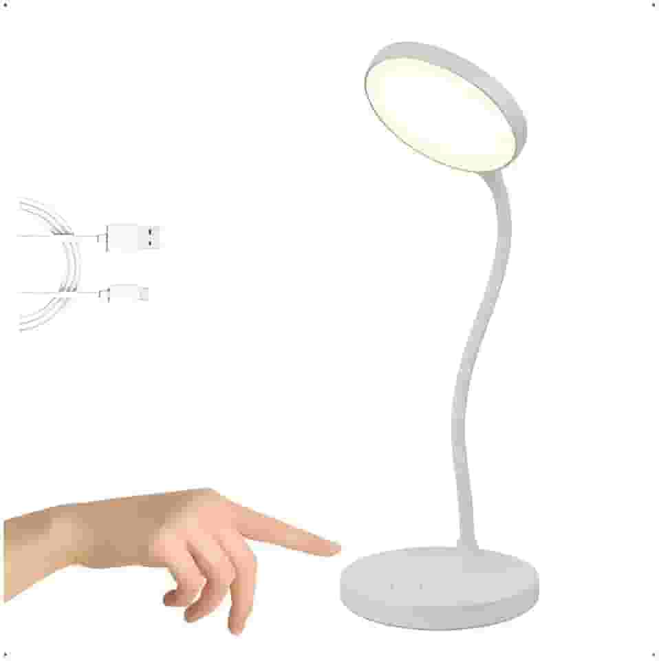 Luminária de Mesa LED Recarregável Bivolt – Flexível, Articulada, com Ajuste de Níveis de Iluminação, Portátil e Moderna - Para Estudo, Leitura, Escritório, Quarto.