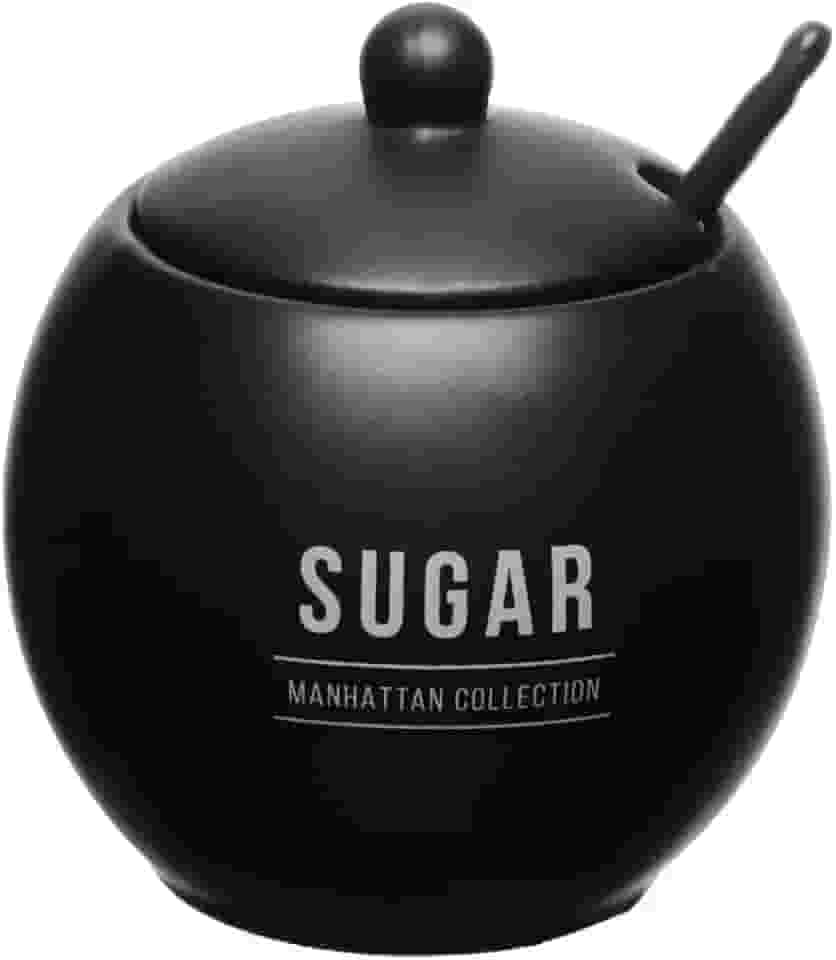 Haüskraft - Açucareirocom colher de porcelana Manhattan preto 350ml