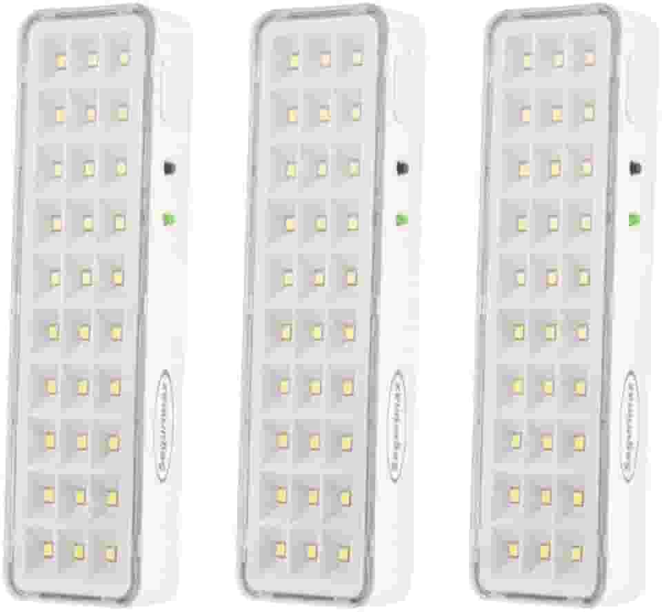 Kit 3 Lâmpada Luminária De Emergência 30 Leds Super Slim Bivolt