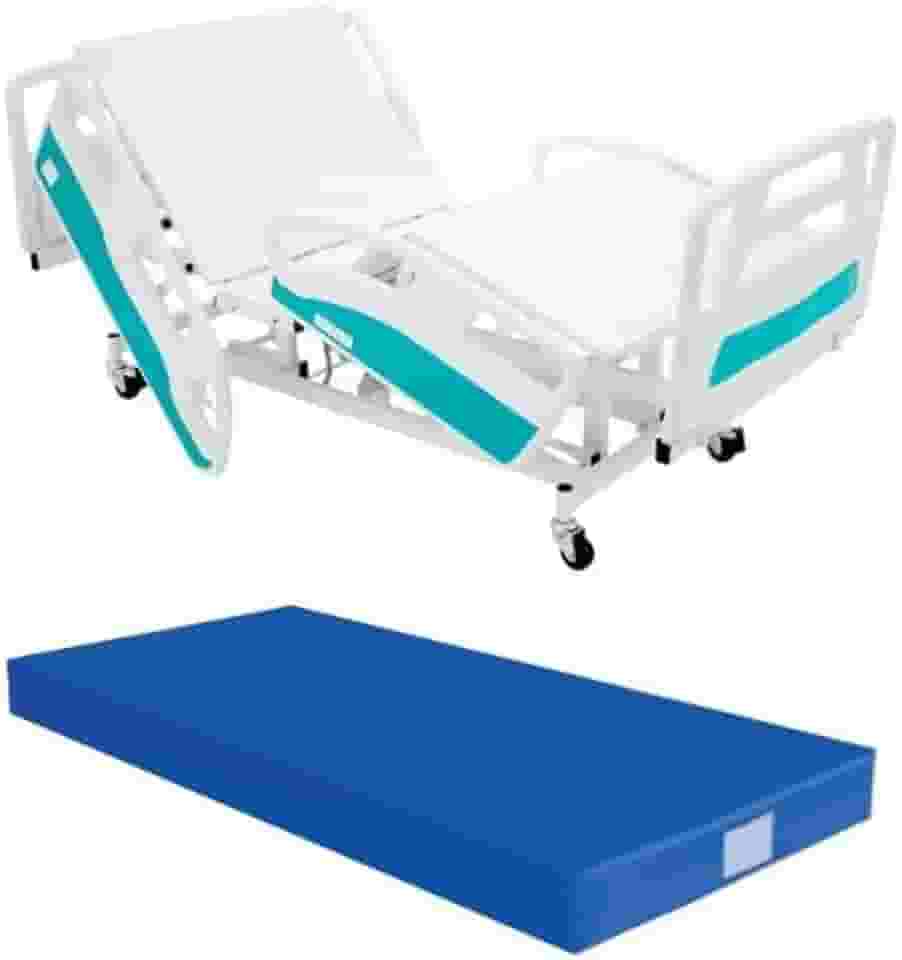 Cama Hospitalar Eletrica com Colchão D33 5 Movimentos Com Grade Reforçada Elevação de Leito Praticidade Segurança e Conforto Para Idosos