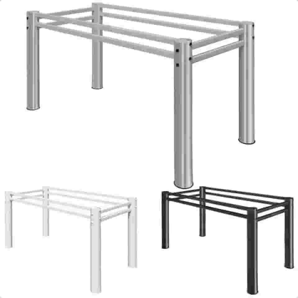 Base Para Mesa De Jantar Para Pedra Granito Vidro Madeira de até 120 x 80cm (Prata)