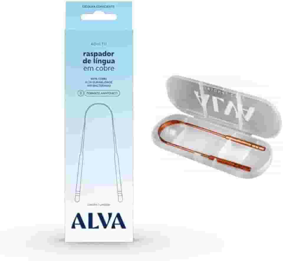 Raspador de Língua de Cobre para Higiene Bucal com Estojo de Proteção