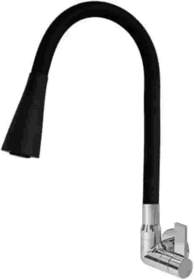 Torneira Cozinha Parede Gourmet Flexível 2 Jatos 1/4 de Volta Com Chuveirinho Preto