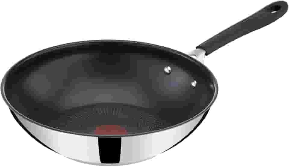 Frigideira Wok Tefal Jamie Oliver 28cm, Inox, com Fundo de Indução, Revestimento Titanium e Thermo Sinal