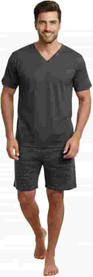 Pijama Homem Conjunto Meia Manga E Short Roupa De Dormir