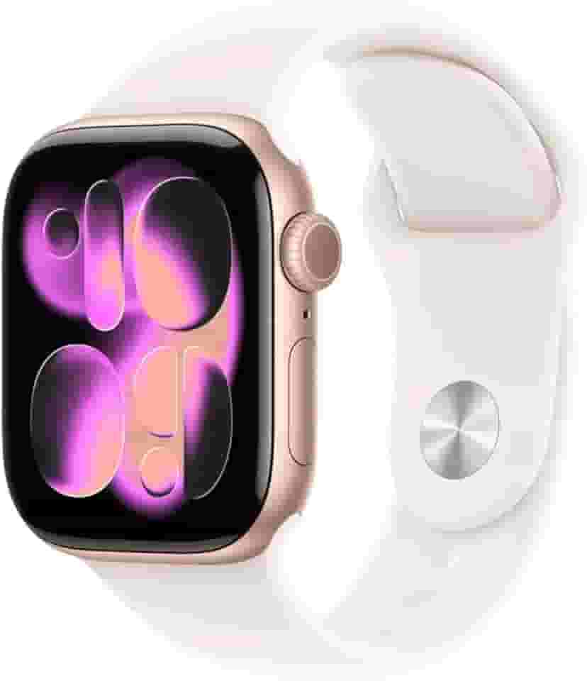 Apple Watch Series 11 GPS, Caixa em alumínio rosa‑dourado de 42 mm com Bracelete desportiva rosa leve - P/M