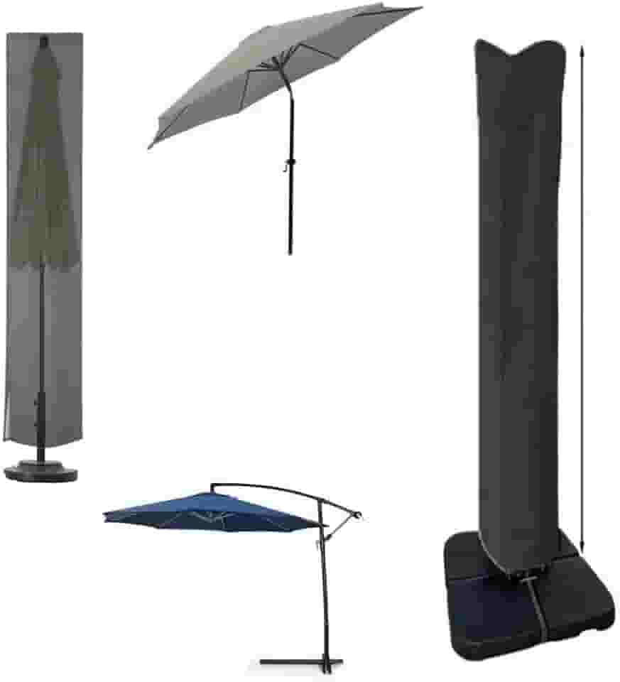 Capa Protetora para Ombrelone com Zíper, Impermeável, Nylon Poliéster, Preta para Ombrelones Centrais, Laterais e Grandes