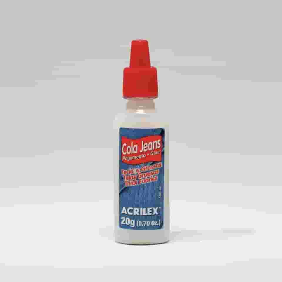 Cola Jeans Acrilex 20g | Alta Fixação para Tecidos Grossos | Atóxica, Transparente e Resistente à Água | Ideal para Reparos e Customizações em Jeans e Lonas