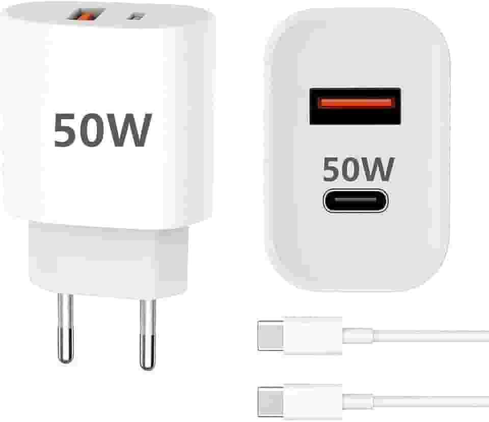 Carregador de Parede Turbo 50W Bivolt – 2 USB + 1 USB-C, Carregamento Rápido para Celular, Tablet e Outros Dispositivos