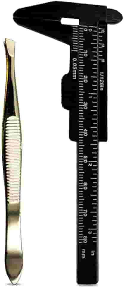 Kit Mini Paquímetro + Pinça Chanfrada Design De Sobrancelha