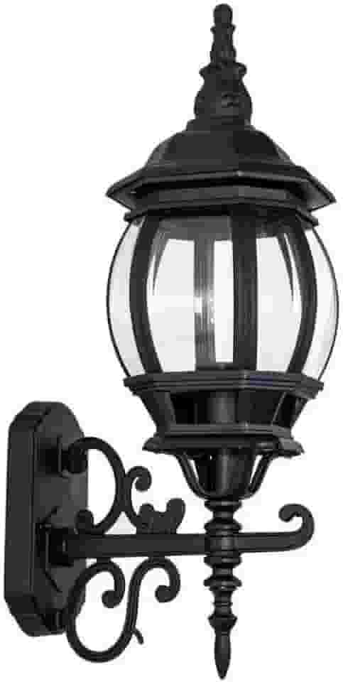 Arandela Colonial Externa Vintage Vidro e Alumínio Preto