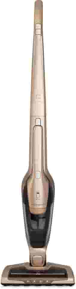 Aspirador de Pó vertical bateria ergorapido 2 em 1 Electrolux 45 min Luz LED pedal limpeza facil escova rotativa bocal extra pelos animais luz frontal LED capacidade 460Ml ERG26 Bivolt Dourado