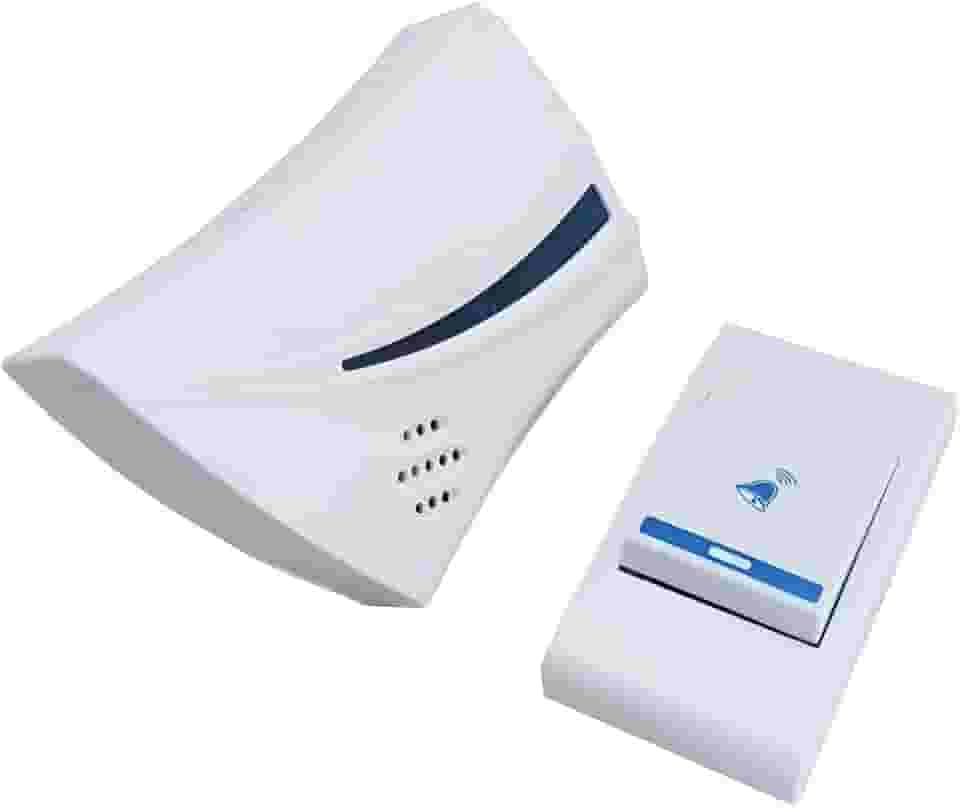 Campainha Sem Fio Residencial, Alcance Longo, Design Moderno, Branco e Azul,100m