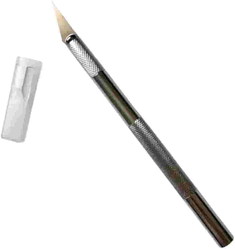 Estilete Bisturi de Precisão com 6 Lâminas Substituíveis Cabo Antiderrapante em Metal Estilete Profissional para Artesanato Envelopamento Modelismo Aeromodelismo Hobby Linha Premium